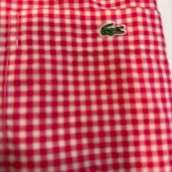 Lacoste Men’s  Button Down Shirt Red/white Check Short Sleeves Logo Sz 42 Large - Picture 10 of 11